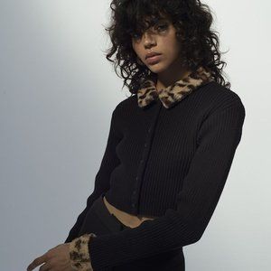Musier Paris Leo Cardigan leopard print collar and cuffs